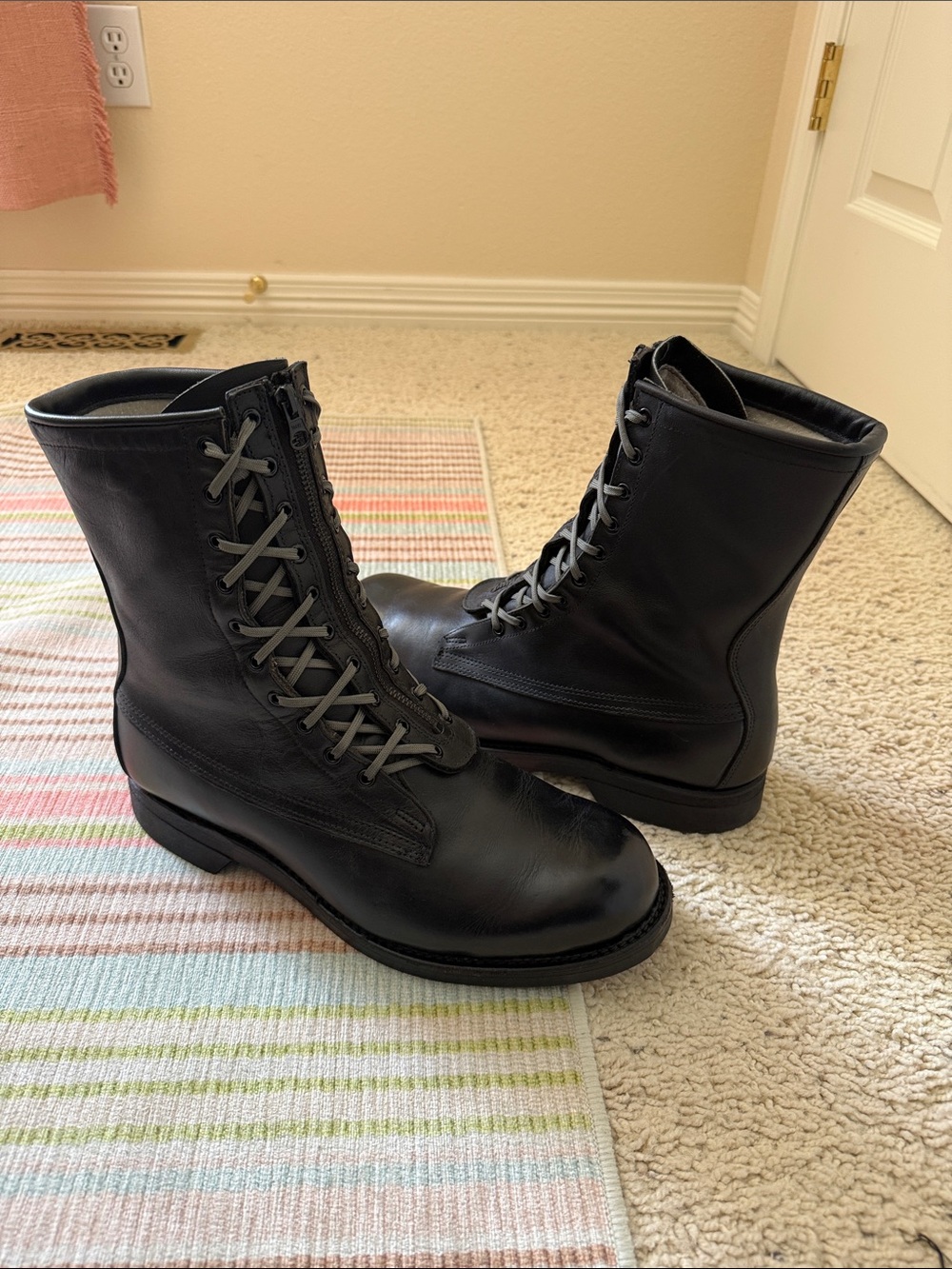 Size 10.5 Addison Shoe Company Black Leather Aviator Tactical Boots - Men - Picture 3 of 10